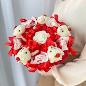 Букет из красных мишек Плюшевый Рай